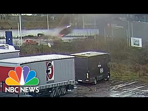 Youtube: Watch: Speeding car flies through side of building in Belgium