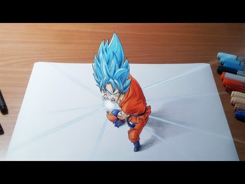 Youtube: Drawing Goku Super Saiyan Blue Kamehameha in 3D