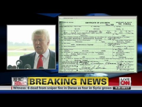 Youtube: CNN: Donald Trump to vet Obama's birth certificate