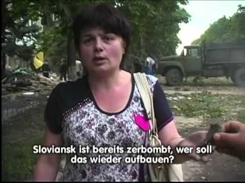 Youtube: Interview nach Luftschlag in Snischne (Ukraine) am 15.07.2014