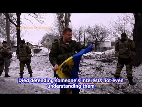 Youtube: eng subs DPR PM Zakharchenko shows UAF 'cyborgs' flag and invites Poroshenko to arrive for it