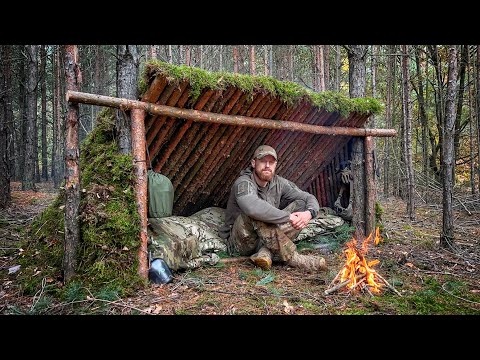 Youtube: Ich baue einen Bushcraft Shelter aus natürlichen Materialen im Wald und übernachte in ihm