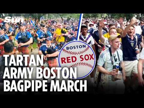 Youtube: Tartan Army Massive Bagpipe-Led March Takes Over Boston as They Head to Baseball Game