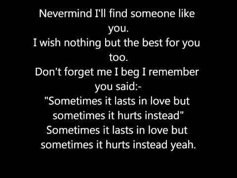 Youtube: Adele - Someone Like You (Lyrics On Screen)