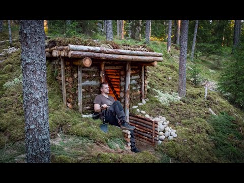 Youtube: Building My BEST DUGOUT EVER - ALONE into Wild Forest - Bushcraft Moss PILLOW - Badger Came - 4K
