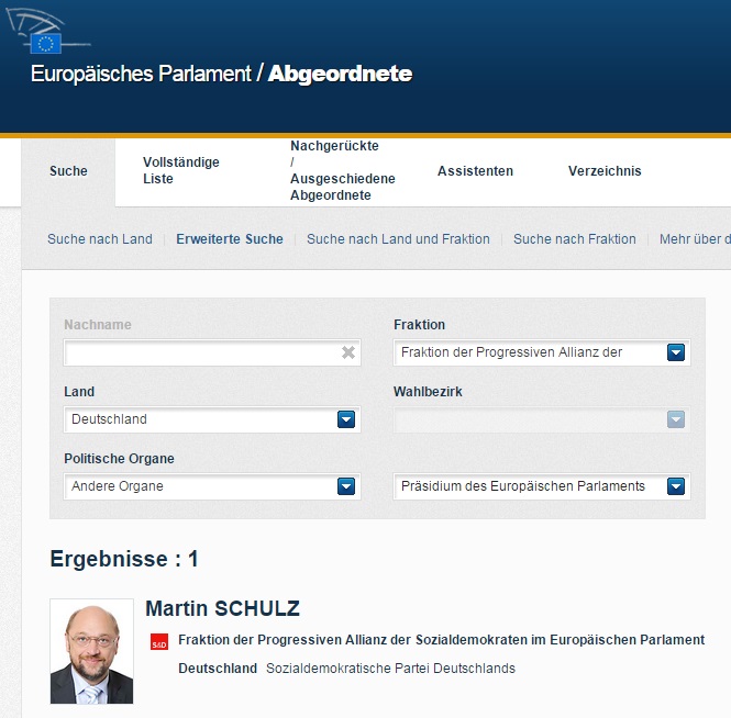 Martin Schulz Abgeordneter