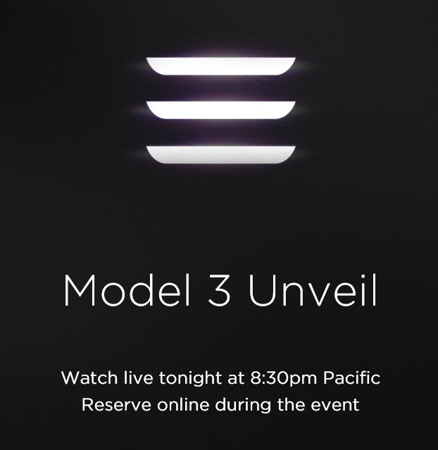 tesla model 3 unveil