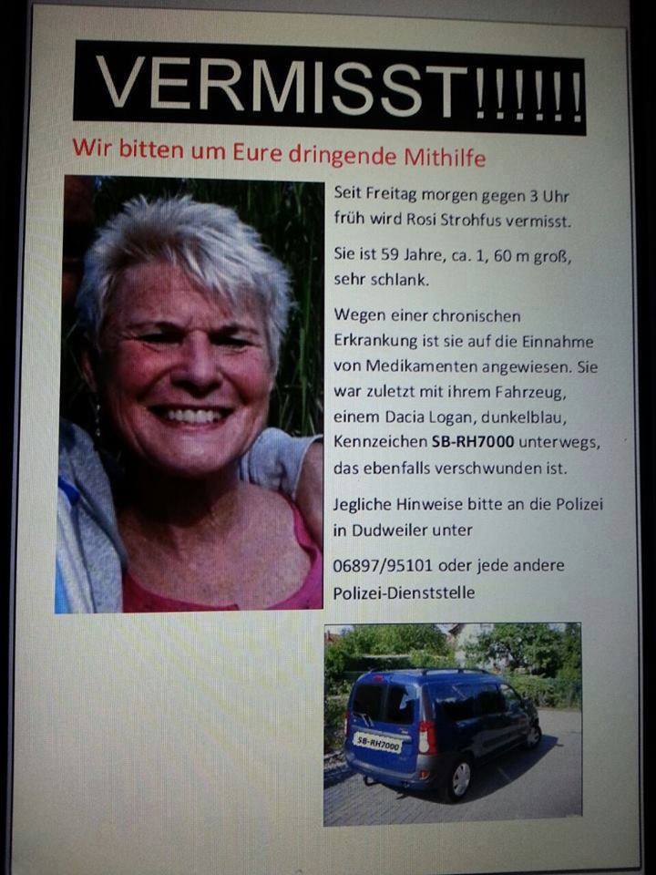 Roswitha Strohfus aus Dudweiler vermisst