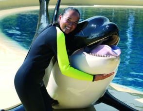 Claudia mit Orca im Loro Parque