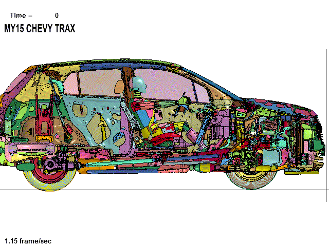 GM TRAX-SIDE-SECTION crash simulation
