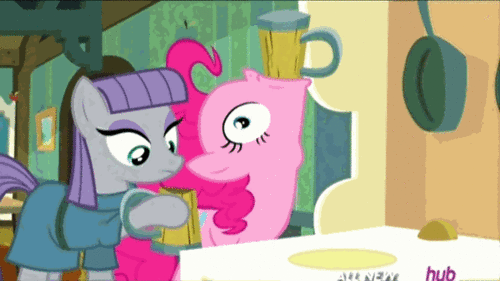maud savors the cider while pinkie gulps